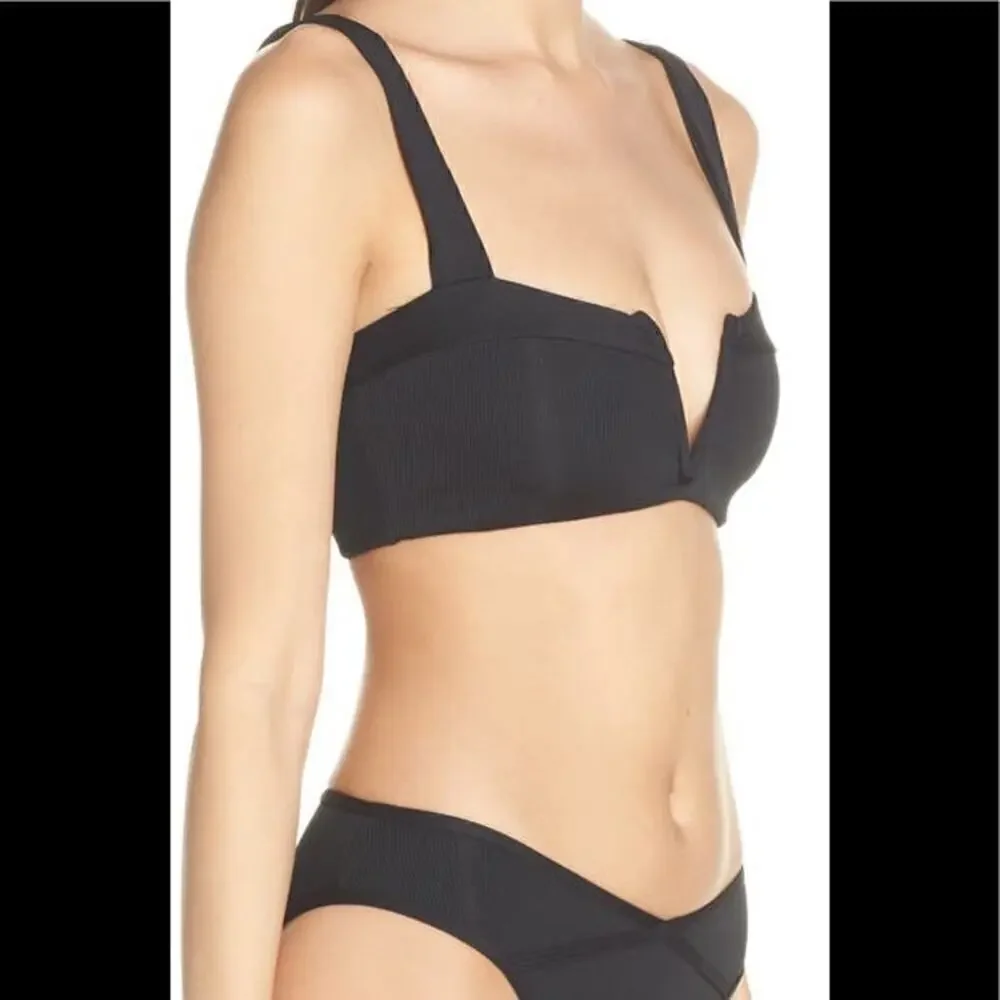 L Space Pointelle Rib Lee‎ Lee Bikini Top Black Size Small NWOT